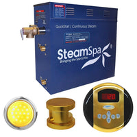 Thumbnail for SteamSpa IN450GD Indulgence 4.5 KW QuickStart Acu-Steam Bath Generator Package in Polished Gold Steam Generators SteamSpa 