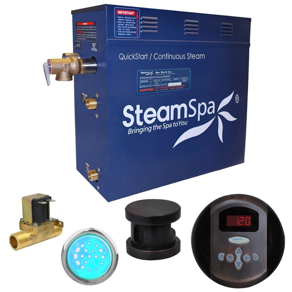 SteamSpa Indulgence 9 KW QuickStart Acu-Steam Bath Generator Package with Built-in Auto Drain in Oil Rubbed Bronze Steam Generators SteamSpa 