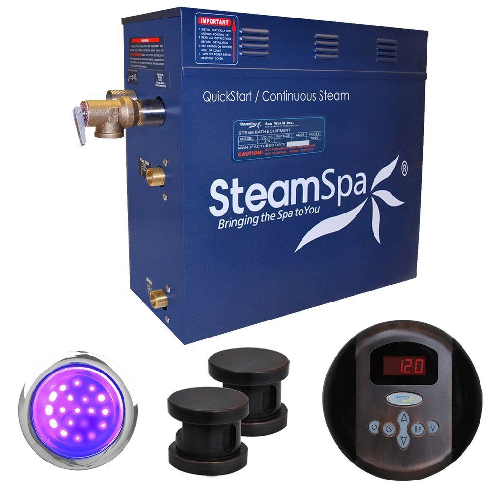 SteamSpa Indulgence 7.5 KW QuickStart Acu-Steam Bath Generator Package in Oil Rubbed Bronze Steam Generators SteamSpa 