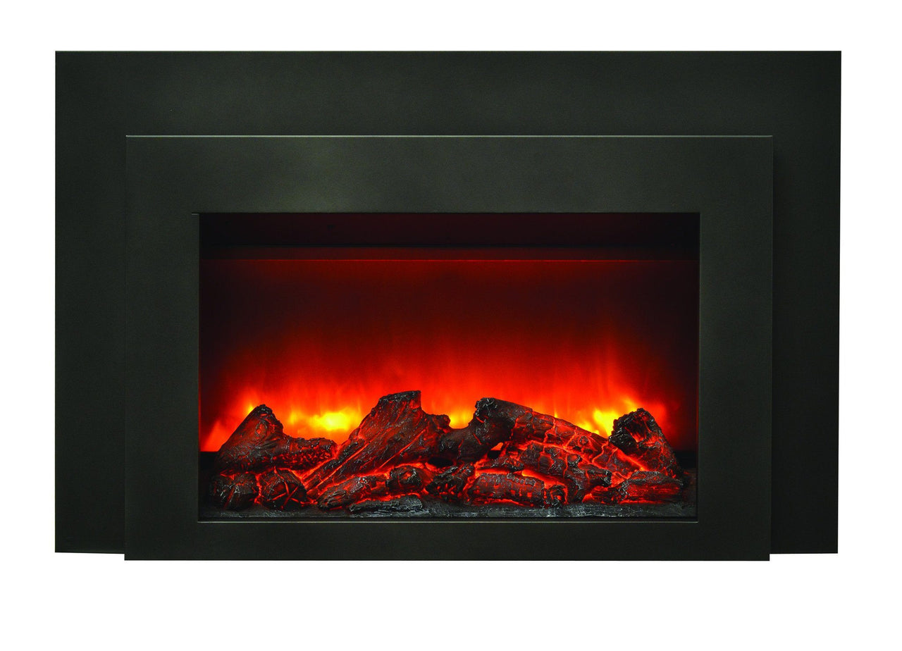 Amantii Deep Insert Electric Fireplace with Black Steel Surround & Overlay Electric Fireplace Amantii 
