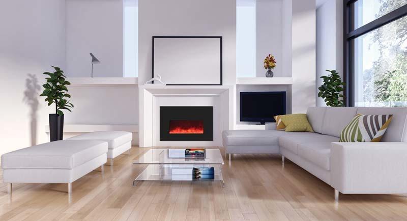 Amantii Small Insert w/ blk gls surround, log set and 3 colors of media Electric Fireplace Amantii 