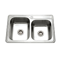 Thumbnail for Houzer Glowtone Series Topmount Stainless Steel 1-hole 60/40 Double Bowl Kitchen Sink Kitchen Sink - Top Mount Houzer 