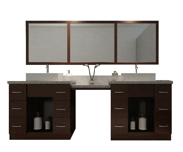 ARIEL Roosevelt 97" Double Sink Bathroom Vanity Set in Walnut Vanity ARIEL 