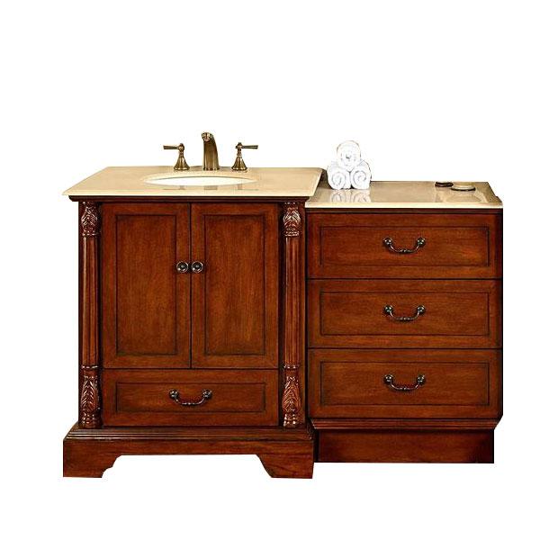 Silkroad 55.5" Transitional Single Sink Bathroom Vanity Vanity Silkroad Exclusive 