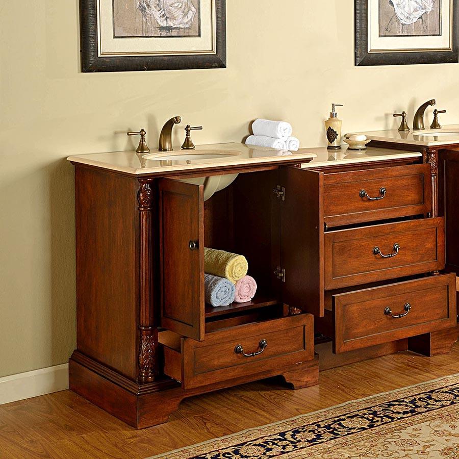 Silkroad 55.5" Transitional Single Sink Bathroom Vanity Vanity Silkroad Exclusive 