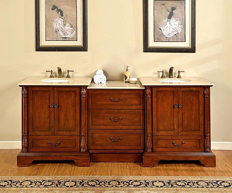 Silkroad 87" Transitional Double Sink Bathroom Vanity Vanity Silkroad Exclusive 