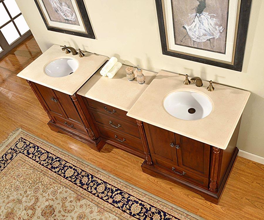 Silkroad 87" Transitional Double Sink Bathroom Vanity Vanity Silkroad Exclusive 