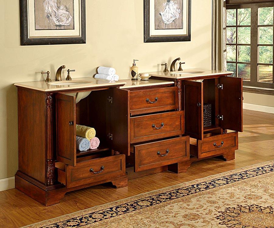 Silkroad 87" Transitional Double Sink Bathroom Vanity Vanity Silkroad Exclusive 