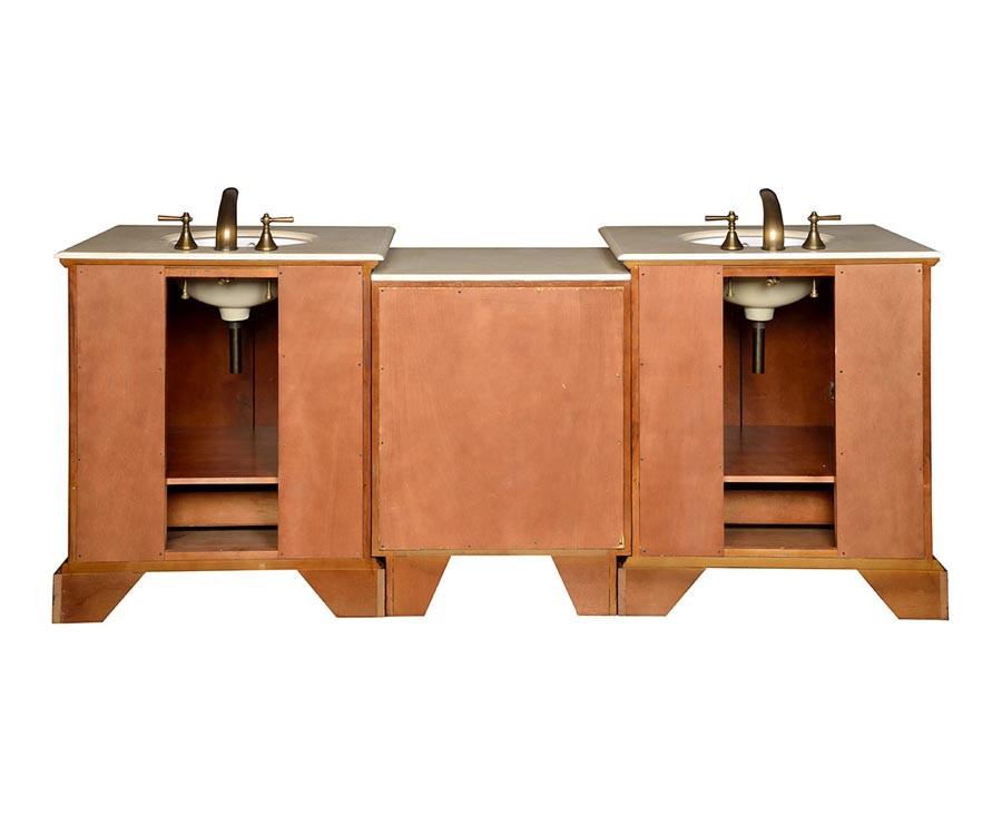 Silkroad 87" Transitional Double Sink Bathroom Vanity Vanity Silkroad Exclusive 