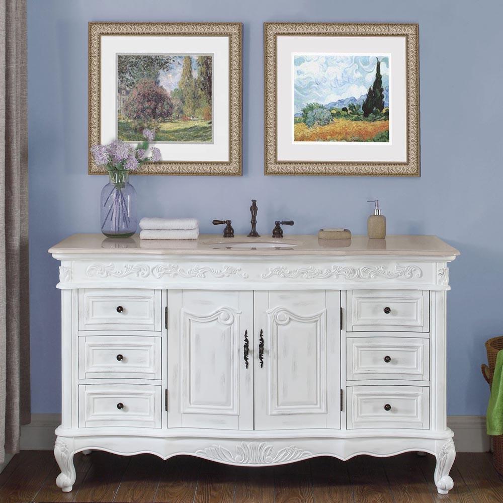 Silkroad 60" Traditional Single Sink Bathroom Vanity Vanity Silkroad Exclusive 