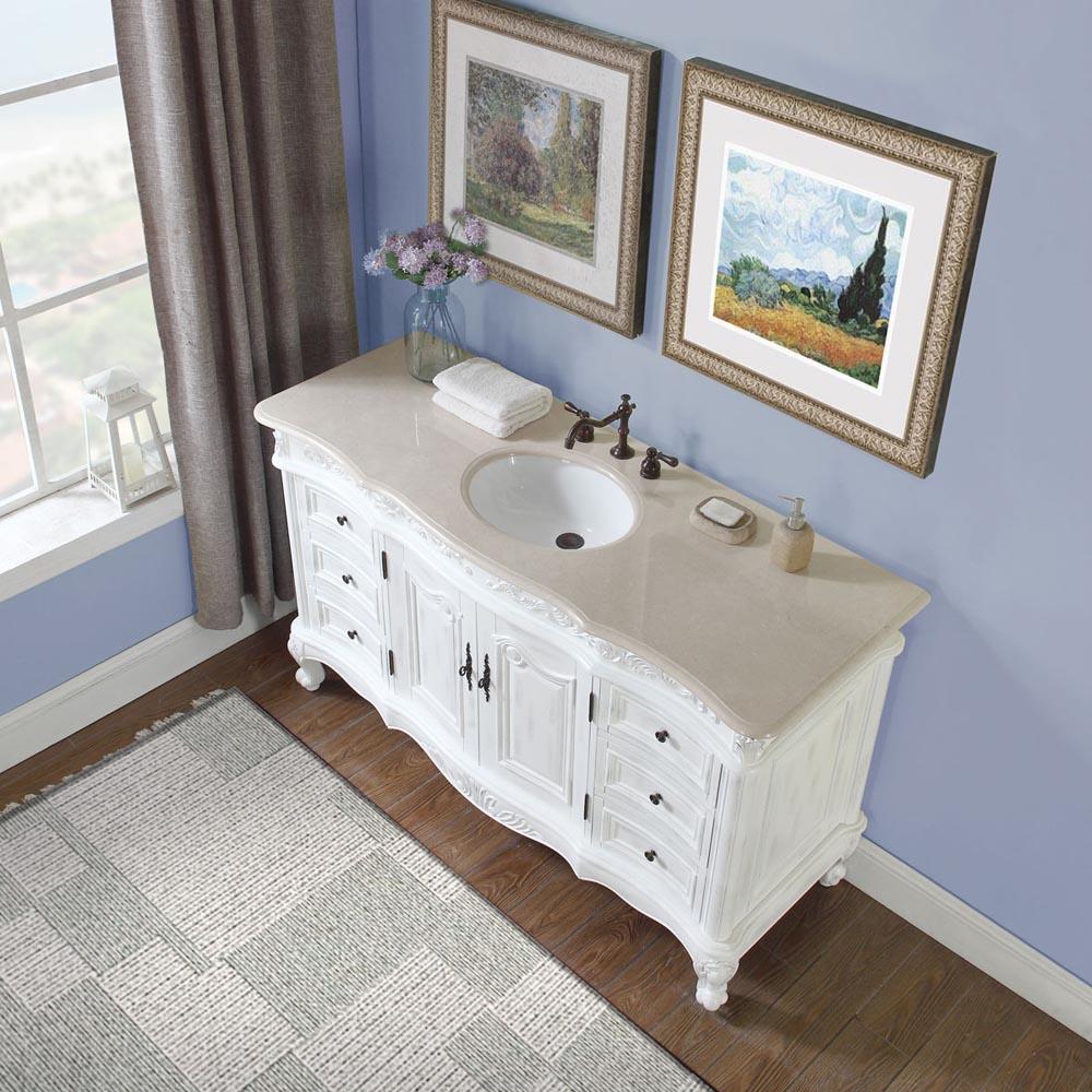 Silkroad 60" Traditional Single Sink Bathroom Vanity Vanity Silkroad Exclusive 