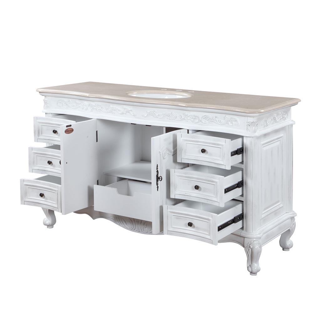 Silkroad 60" Traditional Single Sink Bathroom Vanity Vanity Silkroad Exclusive 