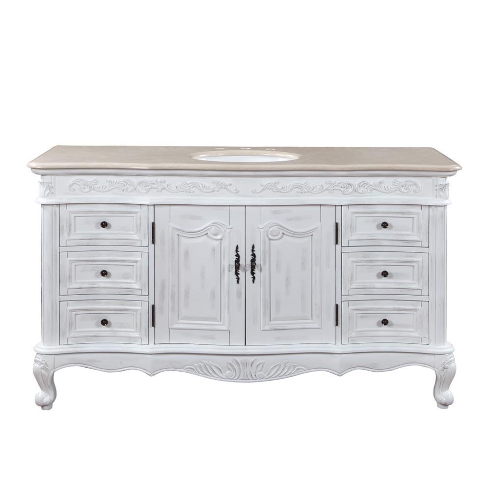 Silkroad 60" Traditional Single Sink Bathroom Vanity Vanity Silkroad Exclusive 