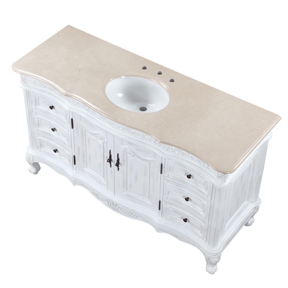 Silkroad 60" Traditional Single Sink Bathroom Vanity Vanity Silkroad Exclusive 