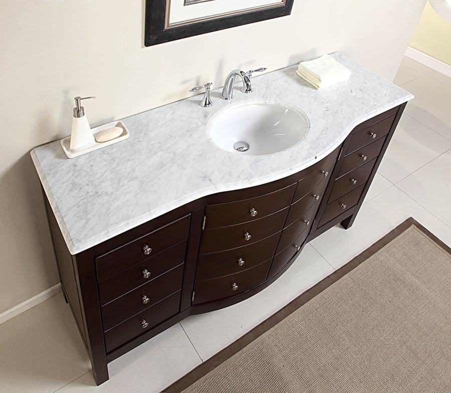 Silkroad 60" Transitional Single Sink Bathroom Vanity Vanity Silkroad Exclusive 
