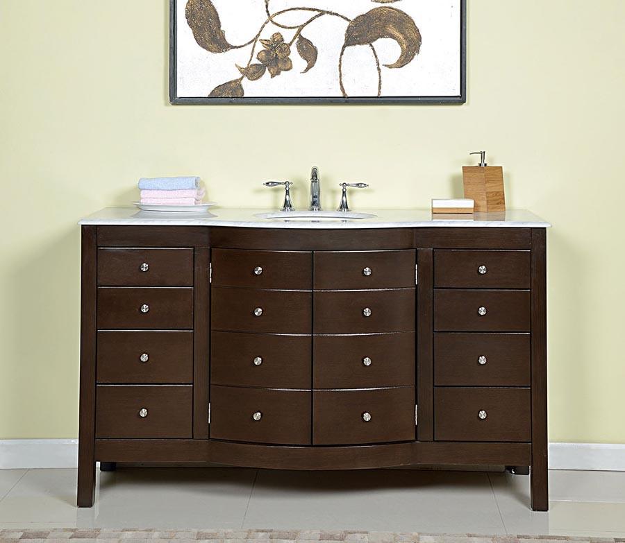Silkroad 60" Transitional Single Sink Bathroom Vanity Vanity Silkroad Exclusive 
