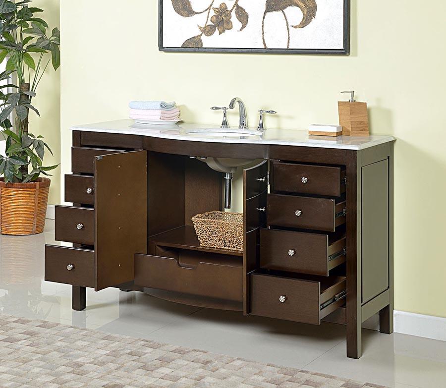 Silkroad 60" Transitional Single Sink Bathroom Vanity Vanity Silkroad Exclusive 