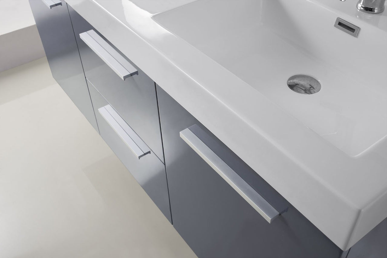 Virtu USA Midori 54" Double Square Sink Grey Top Vanity in Grey with Brushed Nickel Faucet Vanity Virtu USA 