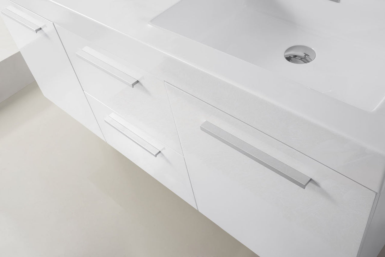 Virtu USA Midori 54" Double Square Sink Gloss White Top Vanity in Gloss White with Polished Chrome Faucet Vanity Virtu USA 