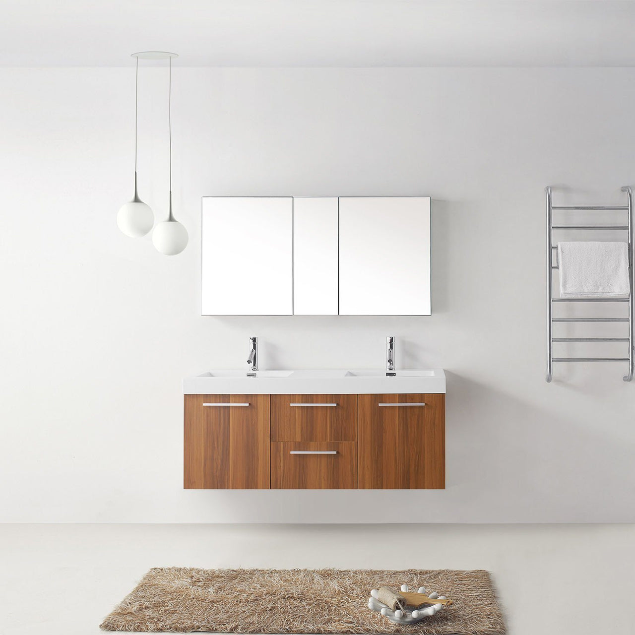 Virtu USA Midori 54" Double Square Sink Plum Top Vanity in Plum with Polished Chrome Faucet Vanity Virtu USA 
