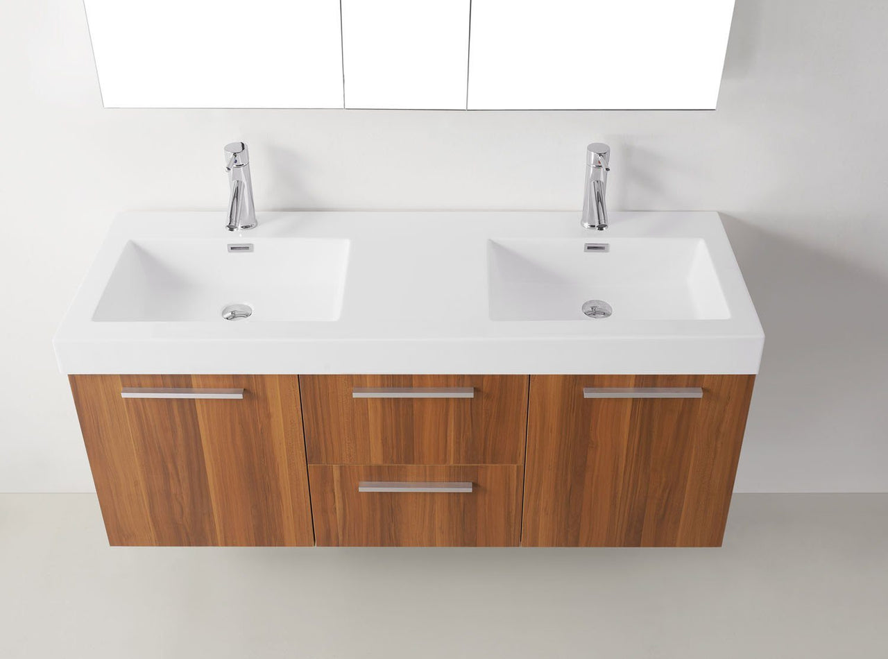 Virtu USA Midori 54" Double Square Sink Plum Top Vanity in Plum with Polished Chrome Faucet Vanity Virtu USA 