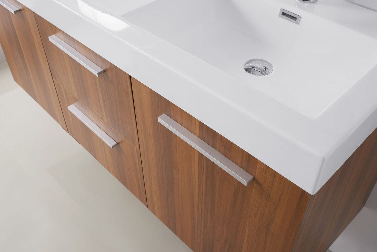 Virtu USA Midori 54" Double Square Sink Plum Top Vanity in Plum with Polished Chrome Faucet Vanity Virtu USA 