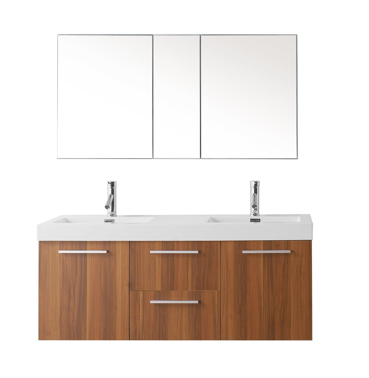 Virtu USA Midori 54" Double Square Sink Plum Top Vanity in Plum with Polished Chrome Faucet Vanity Virtu USA 
