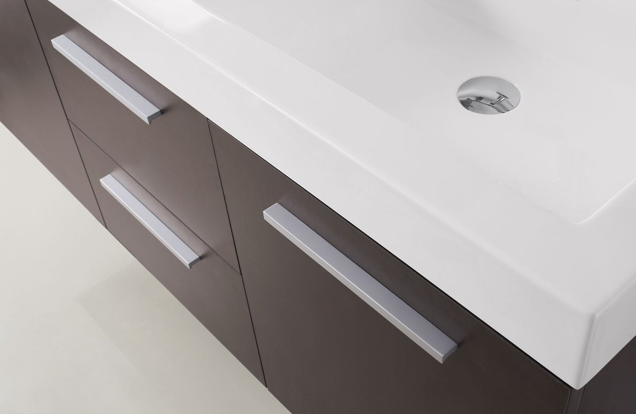 Virtu USA Midori 54" Double Square Sink Wenge Top Vanity in Wenge with Polished Chrome Faucet Vanity Virtu USA 