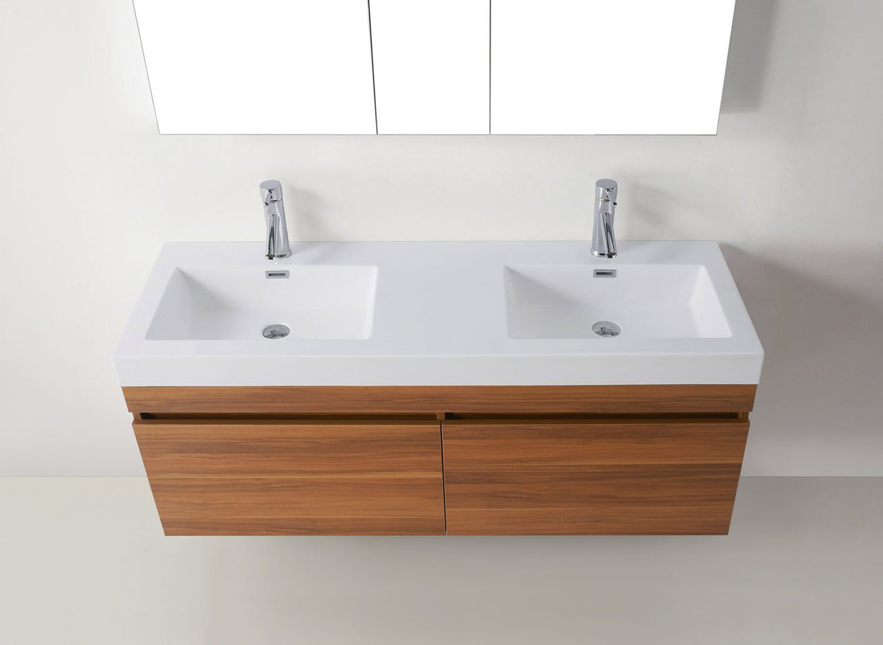 Virtu USA Zuri 55" Double Square Sink Plum Top Vanity in Plum with Polished Chrome Faucet Vanity Virtu USA 