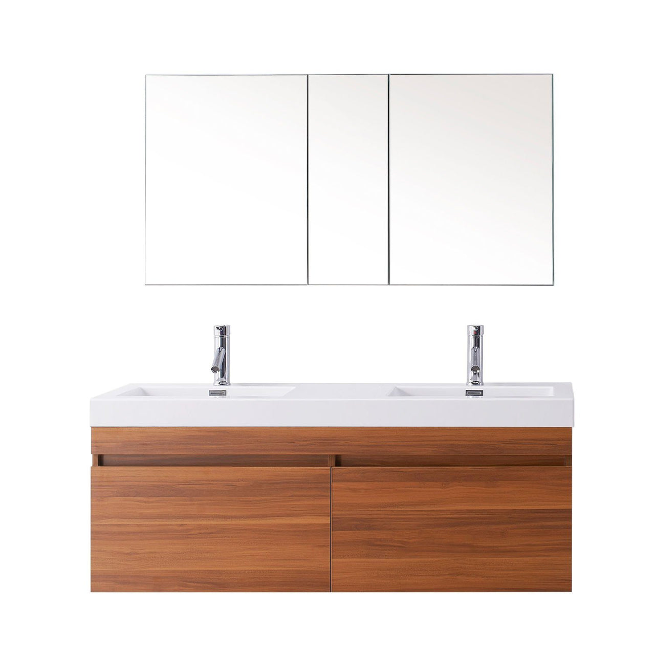 Virtu USA Zuri 55" Double Square Sink Plum Top Vanity in Plum with Polished Chrome Faucet Vanity Virtu USA 