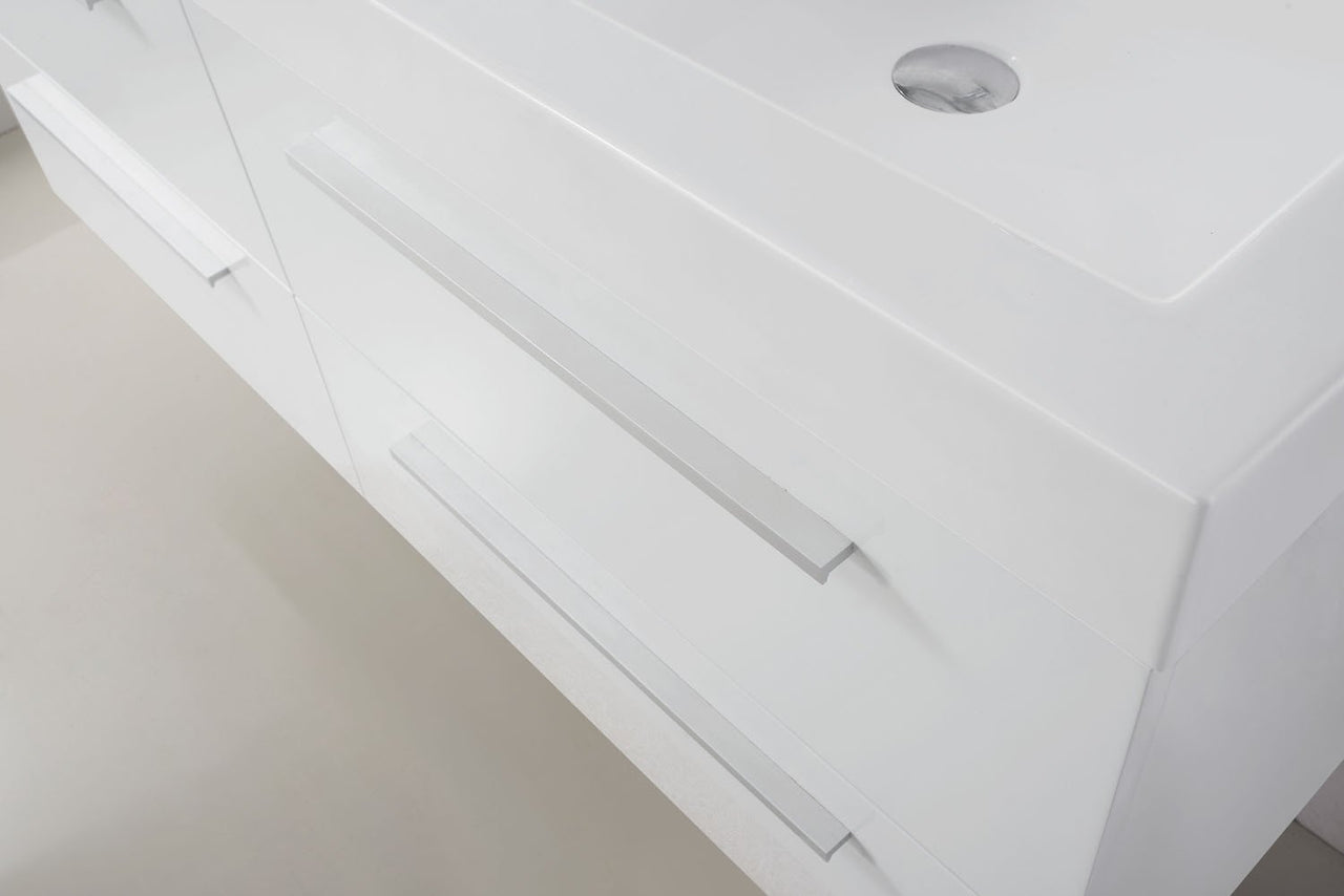 Virtu USA Finley 54" Double Square Sink Gloss White Top Vanity in Gloss White with Polished Chrome Faucet Vanity Virtu USA 