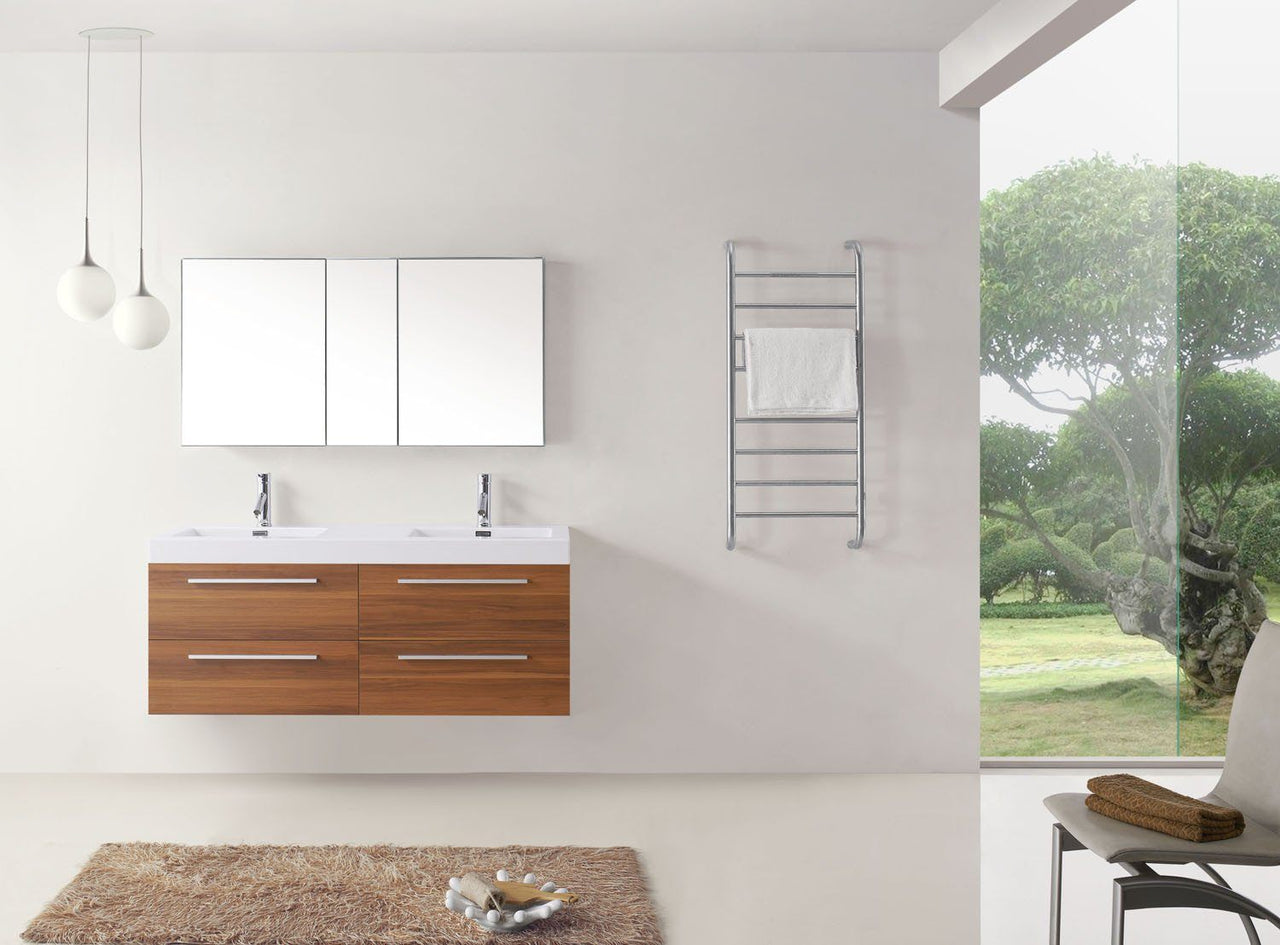 Virtu USA Finley 54" Double Square Sink Plum Top Vanity with Polished Chrome Faucet Vanity Virtu USA 