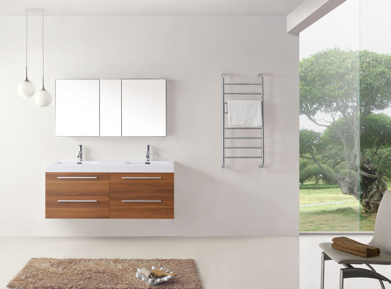 Virtu USA Finley 54" Double Square Sink Plum Top Vanity in Plum with Brushed Nickel Faucet Vanity Virtu USA 