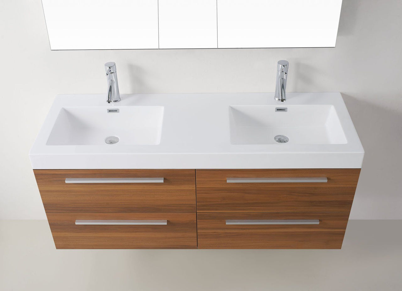 Virtu USA Finley 54" Double Square Sink Plum Top Vanity with Polished Chrome Faucet