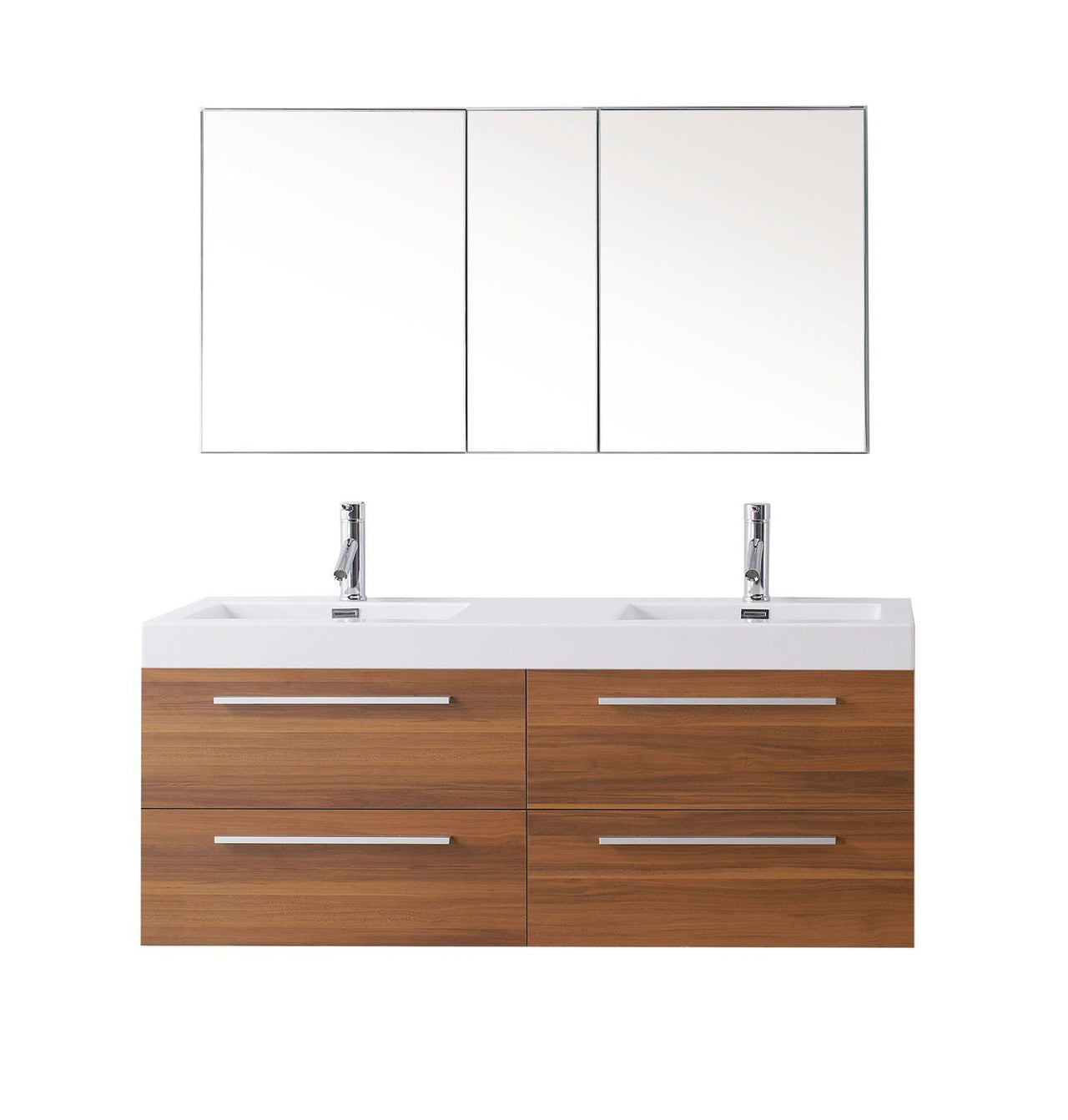 Virtu USA Finley 54" Double Square Sink Plum Top Vanity with Polished Chrome Faucet Vanity Virtu USA 