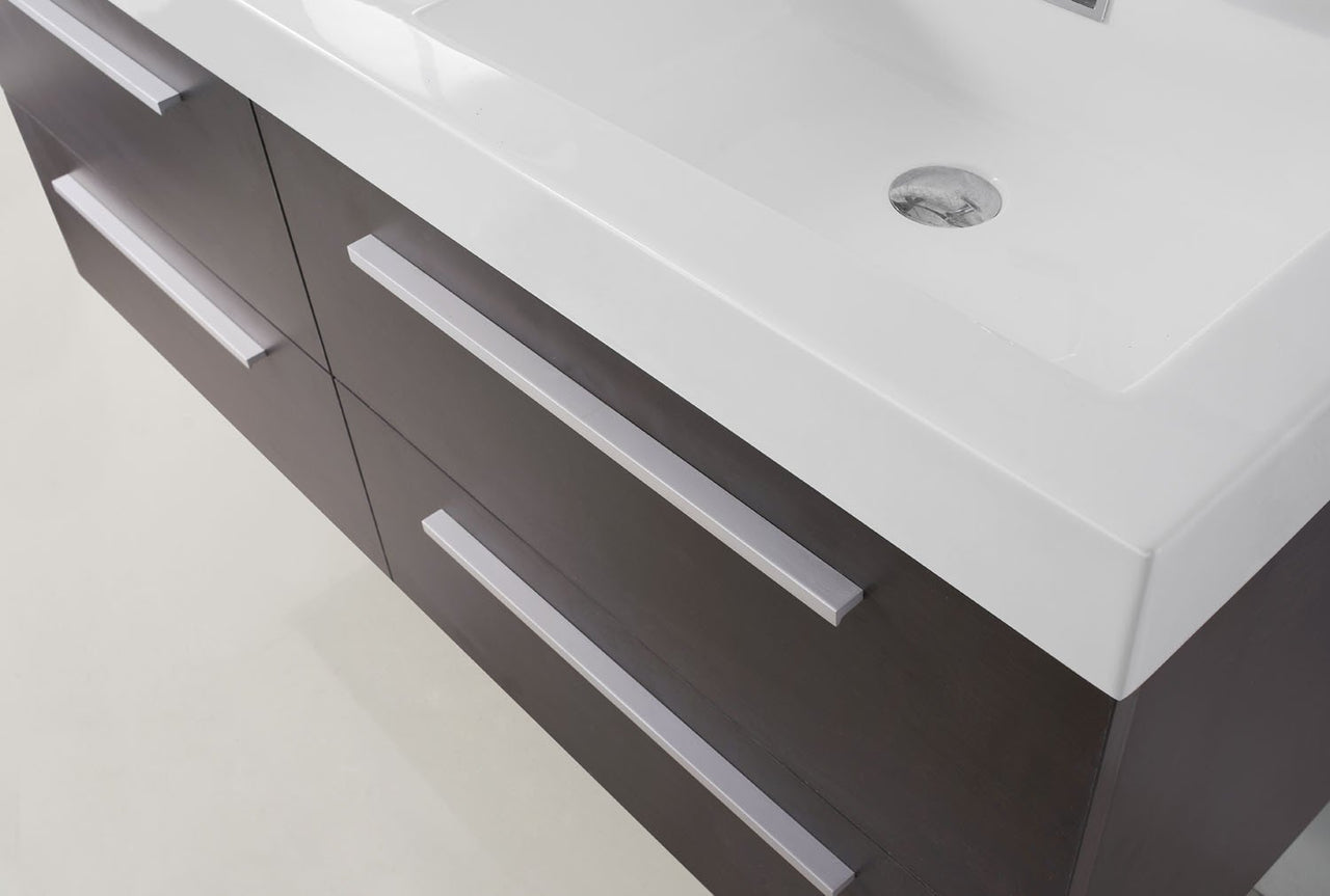 Virtu USA Finley 54" Double Square Sink Wenge Top Vanity in Wenge with Polished Chrome Faucet Vanity Virtu USA 