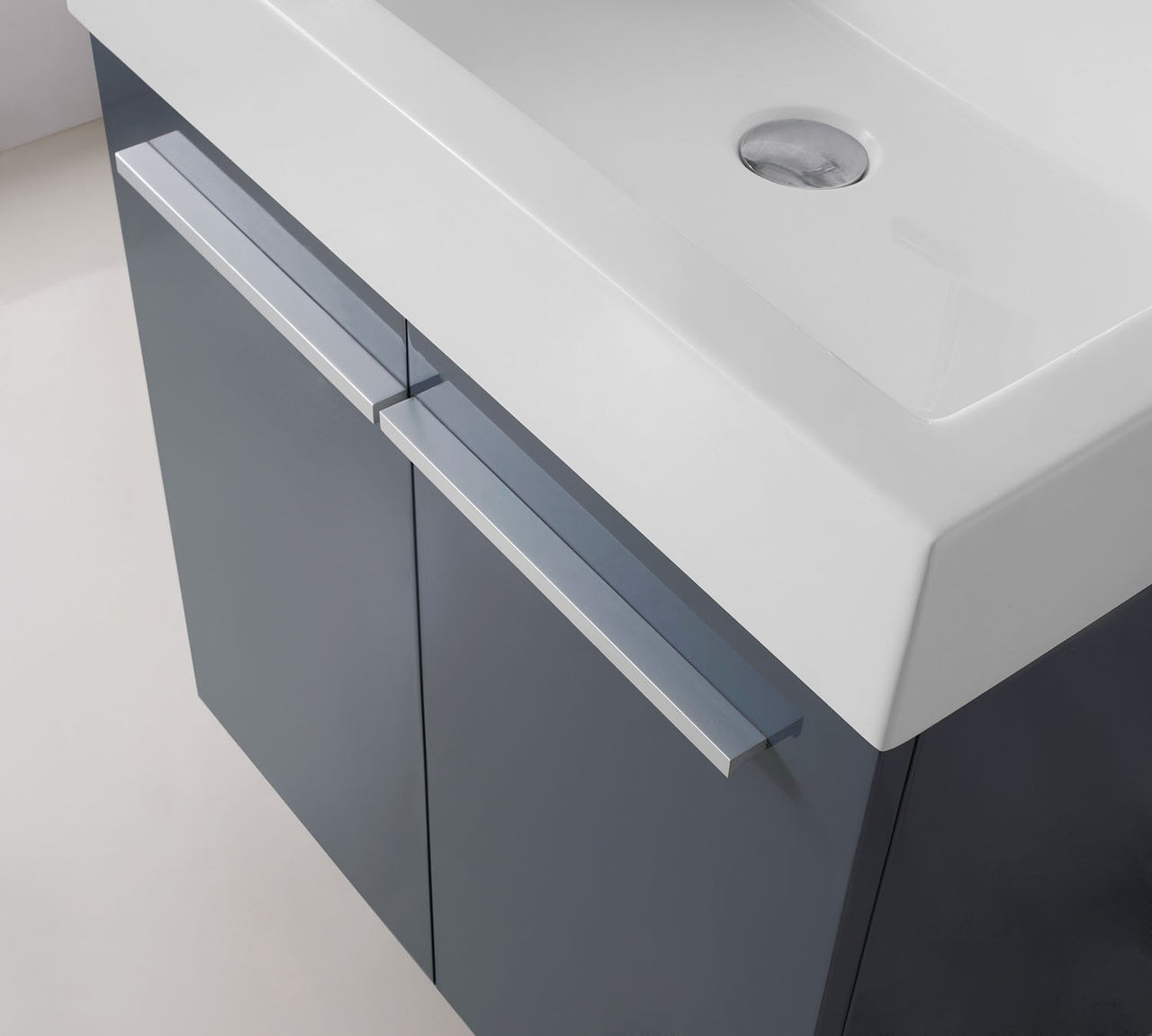 Virtu USA Midori 24" Single Square Sink Grey Top Vanity in Grey with Polished Chrome Faucet and Mirror Vanity Virtu USA 