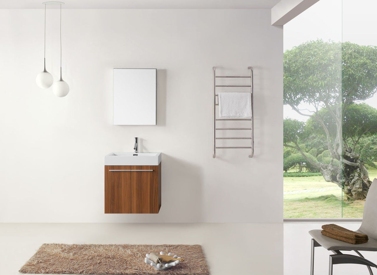 Virtu USA Midori 24" Single Square Sink Plum Top Vanity in Plum with Brushed Nickel Faucet and Mirror Vanity Virtu USA 