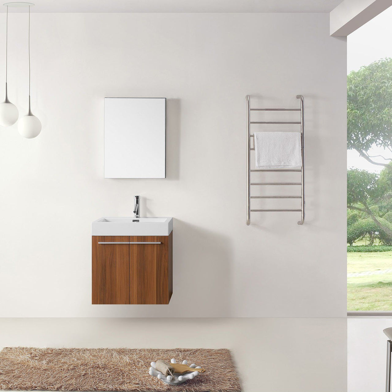 Virtu USA Midori 24" Single Square Sink Plum Top Vanity in Plum with Brushed Nickel Faucet and Mirror Vanity Virtu USA 