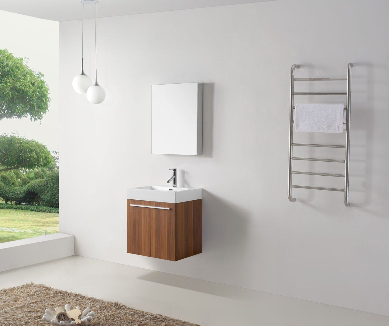 Virtu USA Midori 24" Single Square Sink Plum Top Vanity in Plum with Brushed Nickel Faucet and Mirror Vanity Virtu USA 