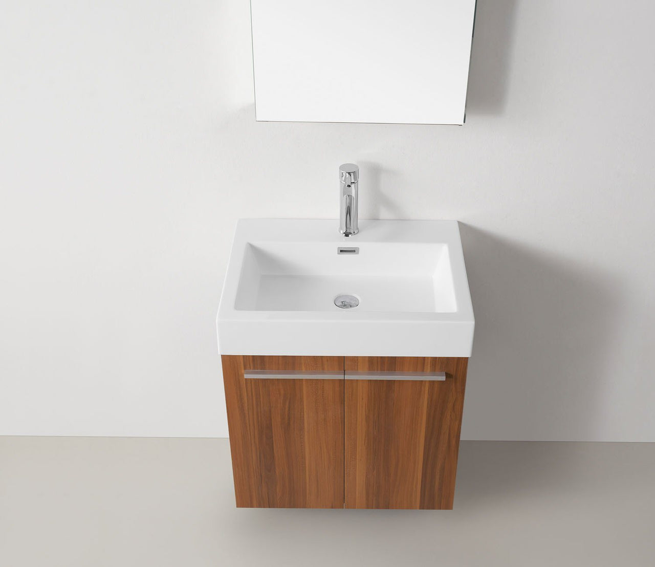 Virtu USA Midori 24" Single Square Sink Plum Top Vanity in Plum with Brushed Nickel Faucet and Mirror Vanity Virtu USA 