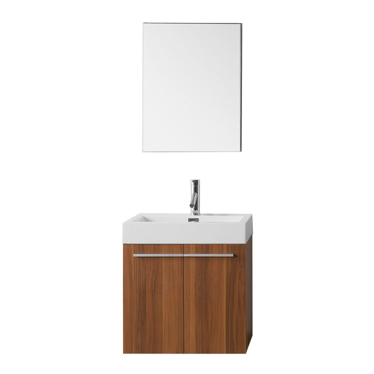 Virtu USA Midori 24" Single Square Sink Plum Top Vanity in Plum with Brushed Nickel Faucet and Mirror Vanity Virtu USA 