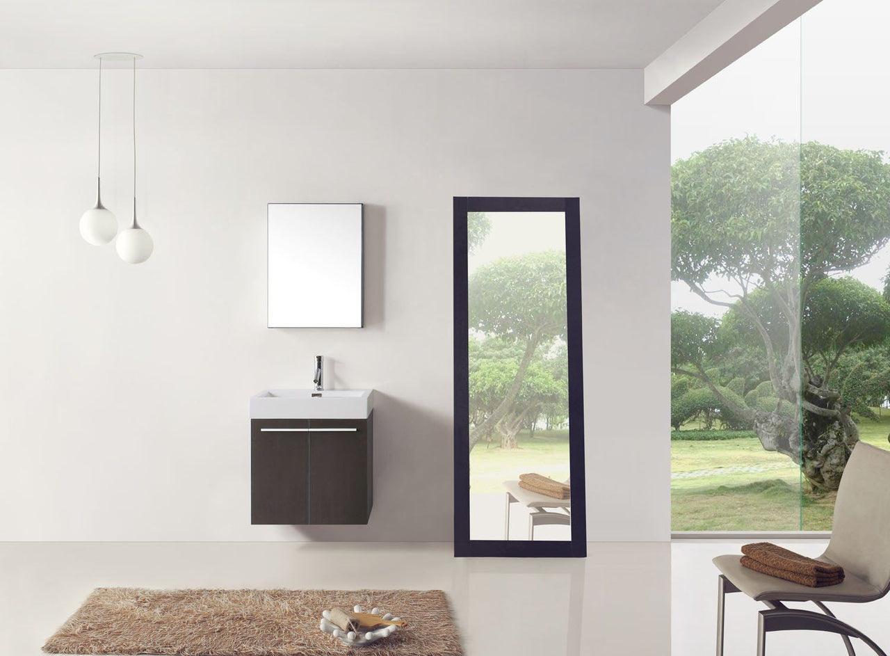 Virtu USA Midori 24" Single Square Sink Wenge Top Vanity with Brushed Nickel Faucet and Mirror Vanity Virtu USA 