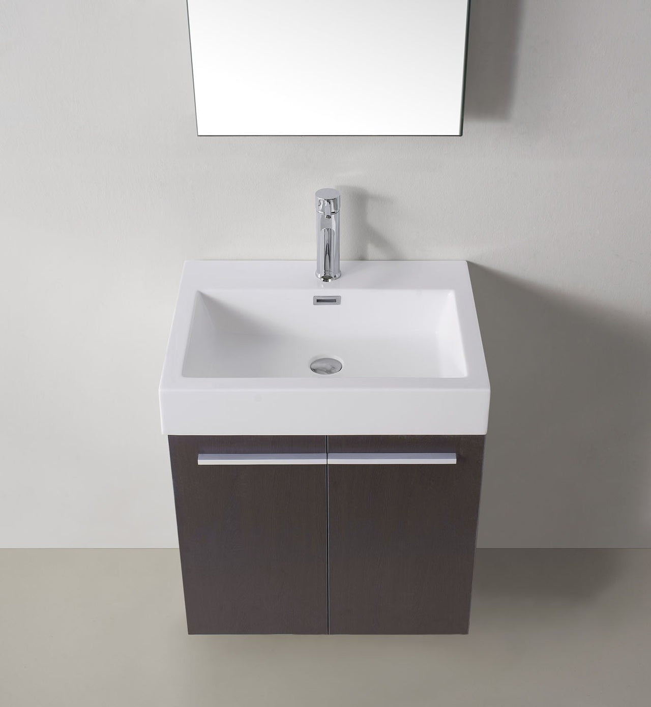 Virtu USA Midori 24" Single Square Sink Wenge Top Vanity with Brushed Nickel Faucet and Mirror Vanity Virtu USA 