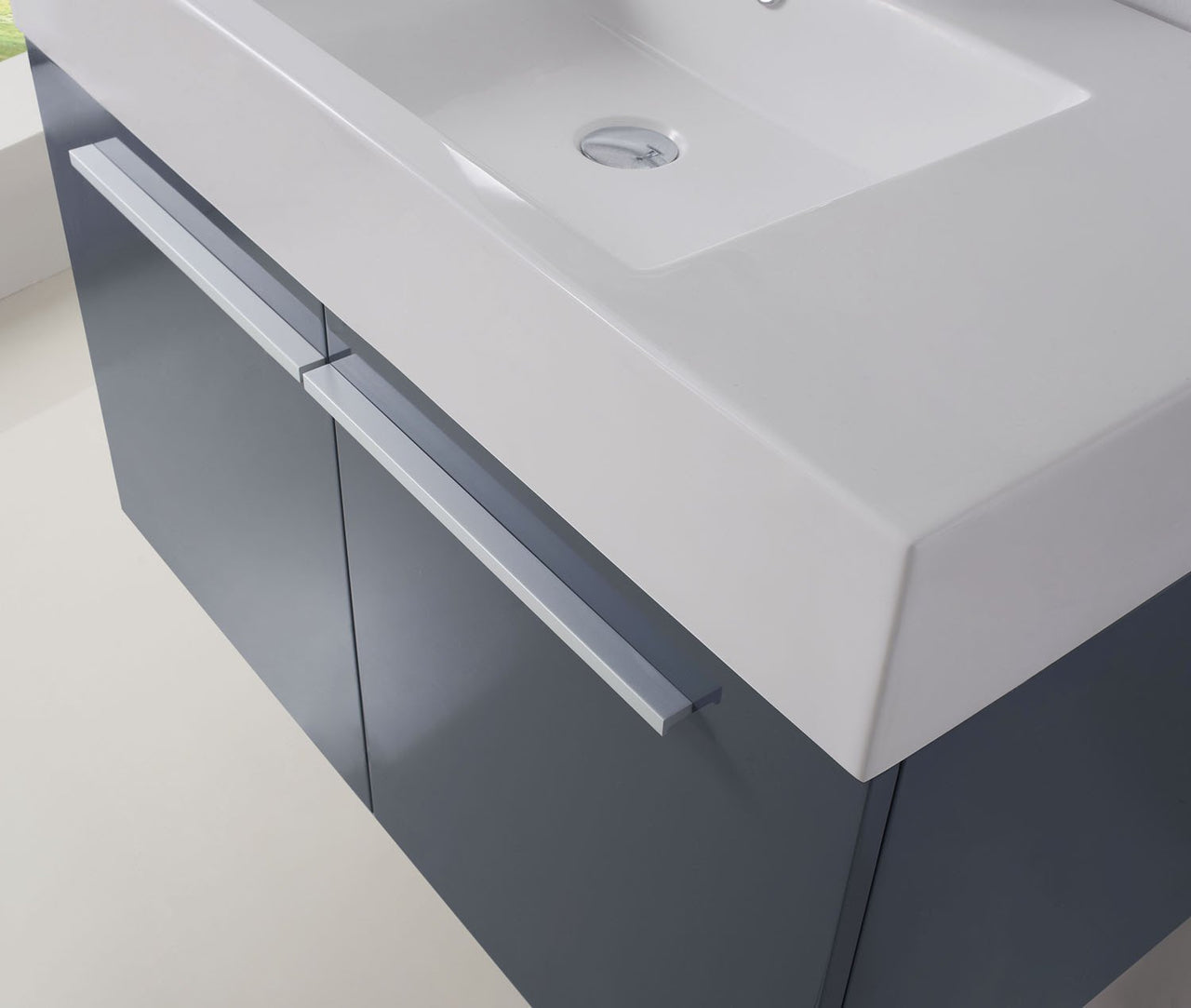 Virtu USA Midori 36" Single Square Sink Grey Top Vanity with Brushed Nickel Faucet and Mirror Vanity Virtu USA 