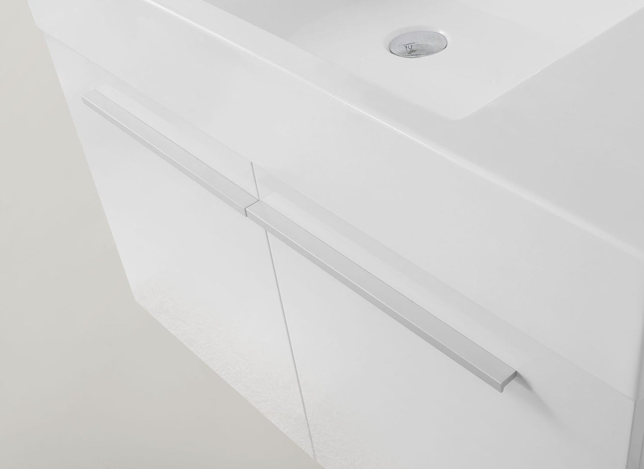 Virtu USA Midori 36" Single Square Sink Gloss White Top Vanity with Polished Chrome Faucet and Mirror Vanity Virtu USA 