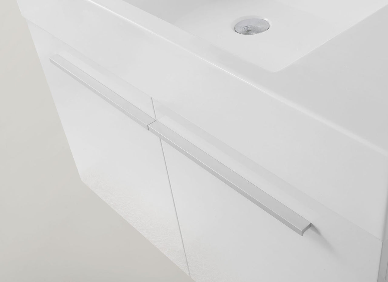 Virtu USA Midori 36" Single Square Sink Gloss White Top Vanity with Brushed Nickel Faucet and Mirror Vanity Virtu USA 