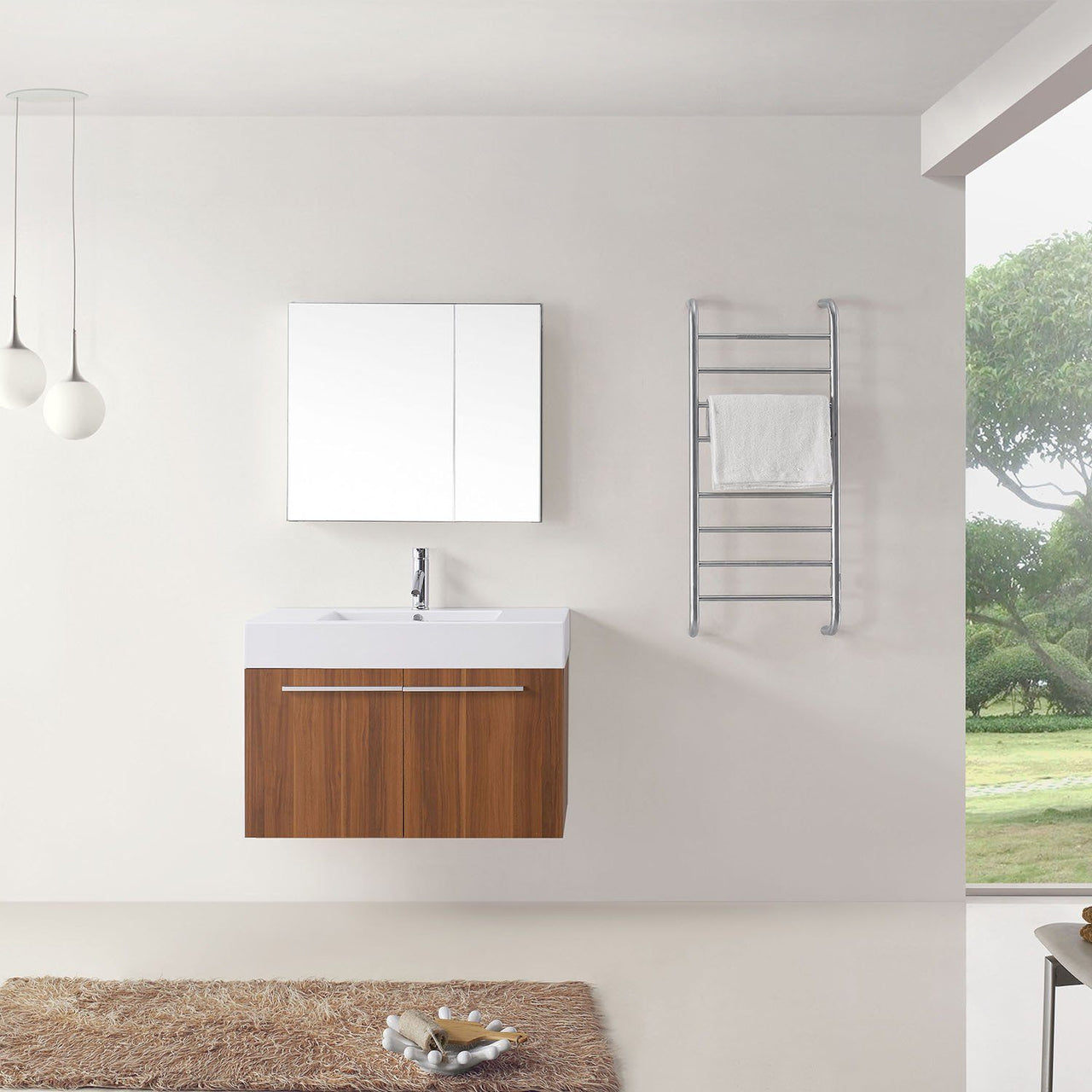 Virtu USA Midori 36" Single Square Sink Plum Top Vanity with Brushed Nickel Faucet and Mirror Vanity Virtu USA 