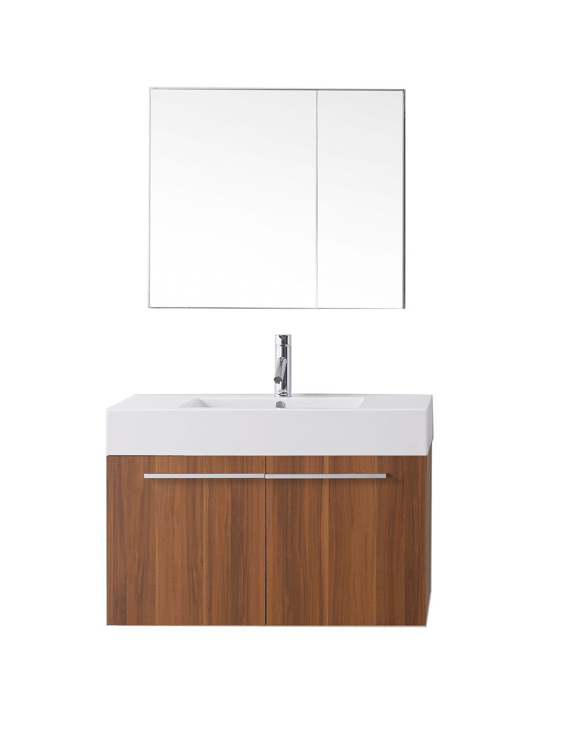 Virtu USA Midori 36" Single Square Sink Plum Top Vanity with Brushed Nickel Faucet and Mirror Vanity Virtu USA 