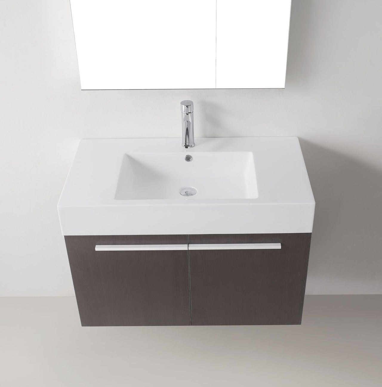 Virtu USA Midori 36" Single Square Sink Wenge Top Vanity with Polished Chrome Faucet and Mirror Vanity Virtu USA 